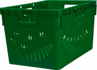 Ящик п/э 600x400x340 перфорированный, зеленый, для доставки продуктов