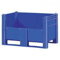 Пластиковый контейнер (box pallet) 1200х800х740 сплошной с дверцей/вырезом на полозьях