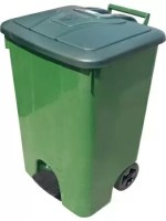 Морозостойкий мусорный бак 85л. с крышкой и педалью, зелёный